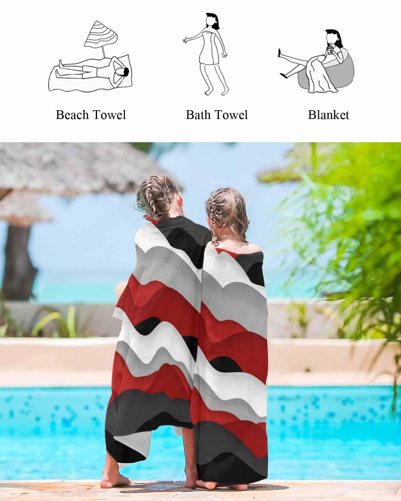 Amazon.com: Modern Red Black Beach Towels Oversized Super